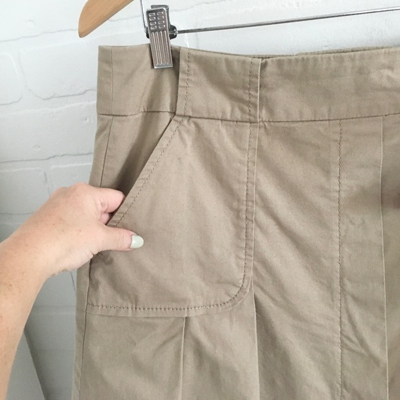Escada Sport Rudy Skirt Medium Beige Khaki Cotton Pleated Cargo Safari Pockets M - Picture 6 of 14
